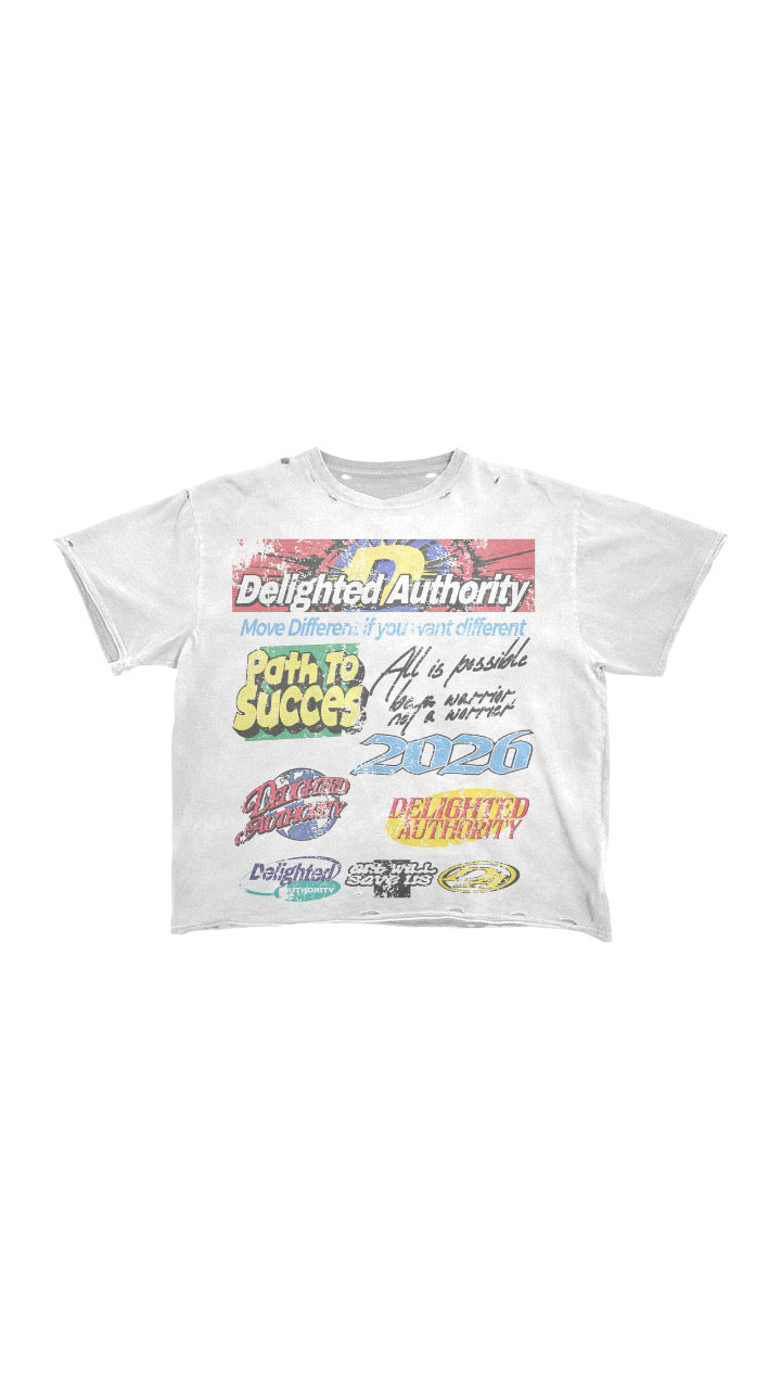 Delighted Authority White Graphic Tee !!