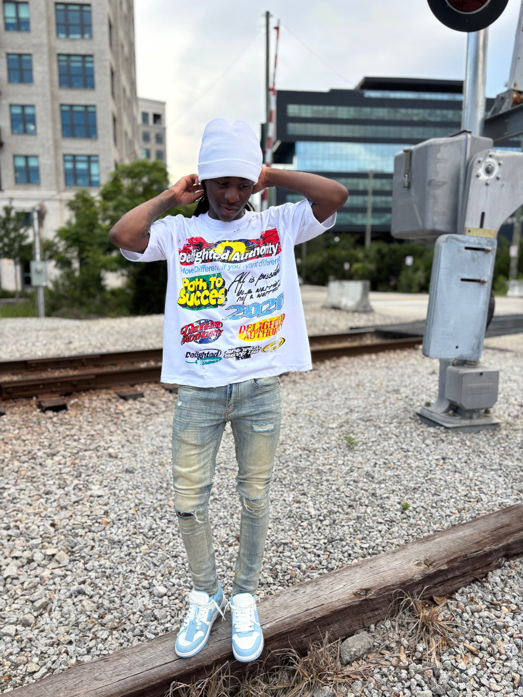 Delighted Authority White Graphic Tee !!