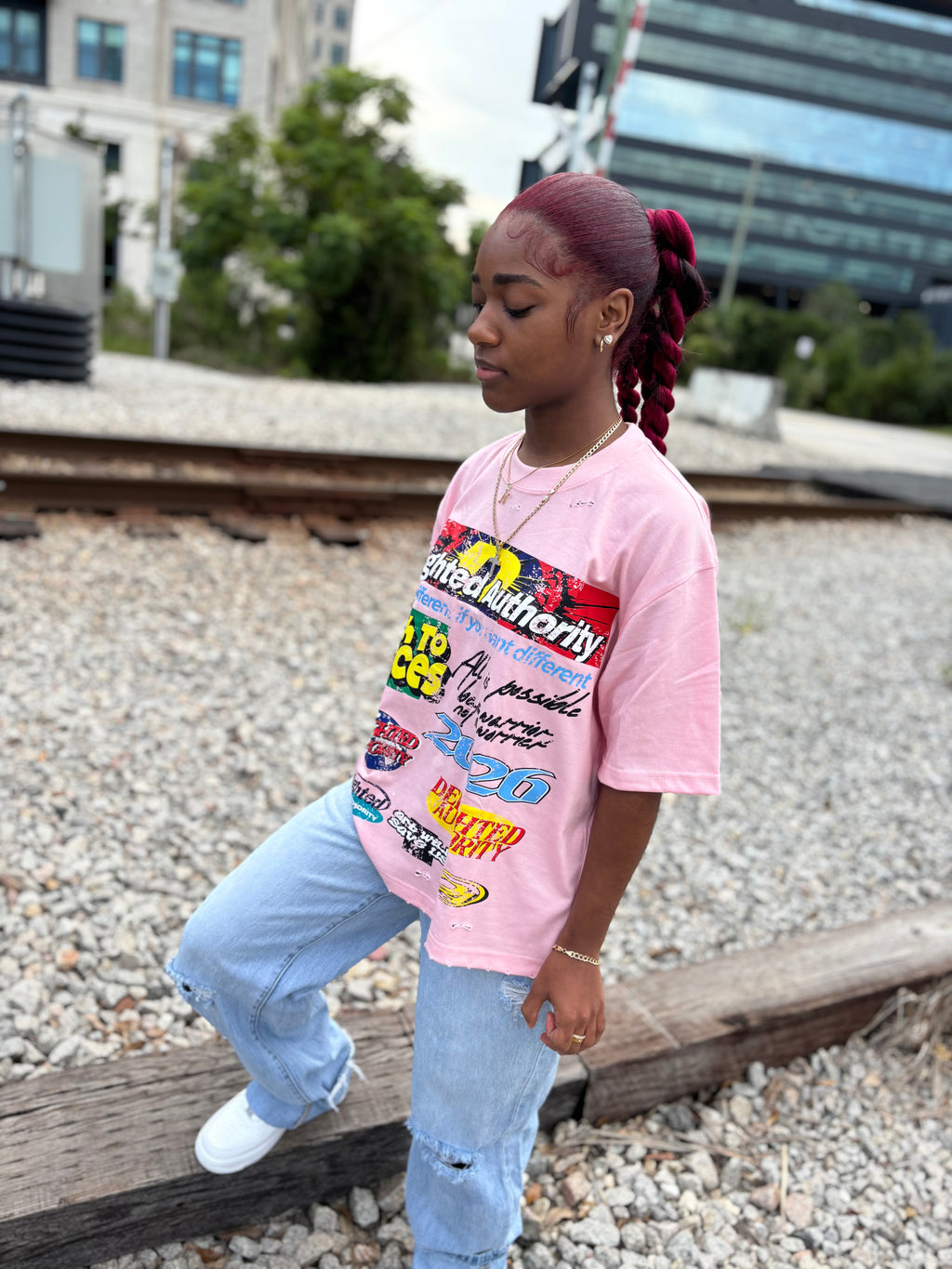 Delighted Authority Pink Graphic Tee