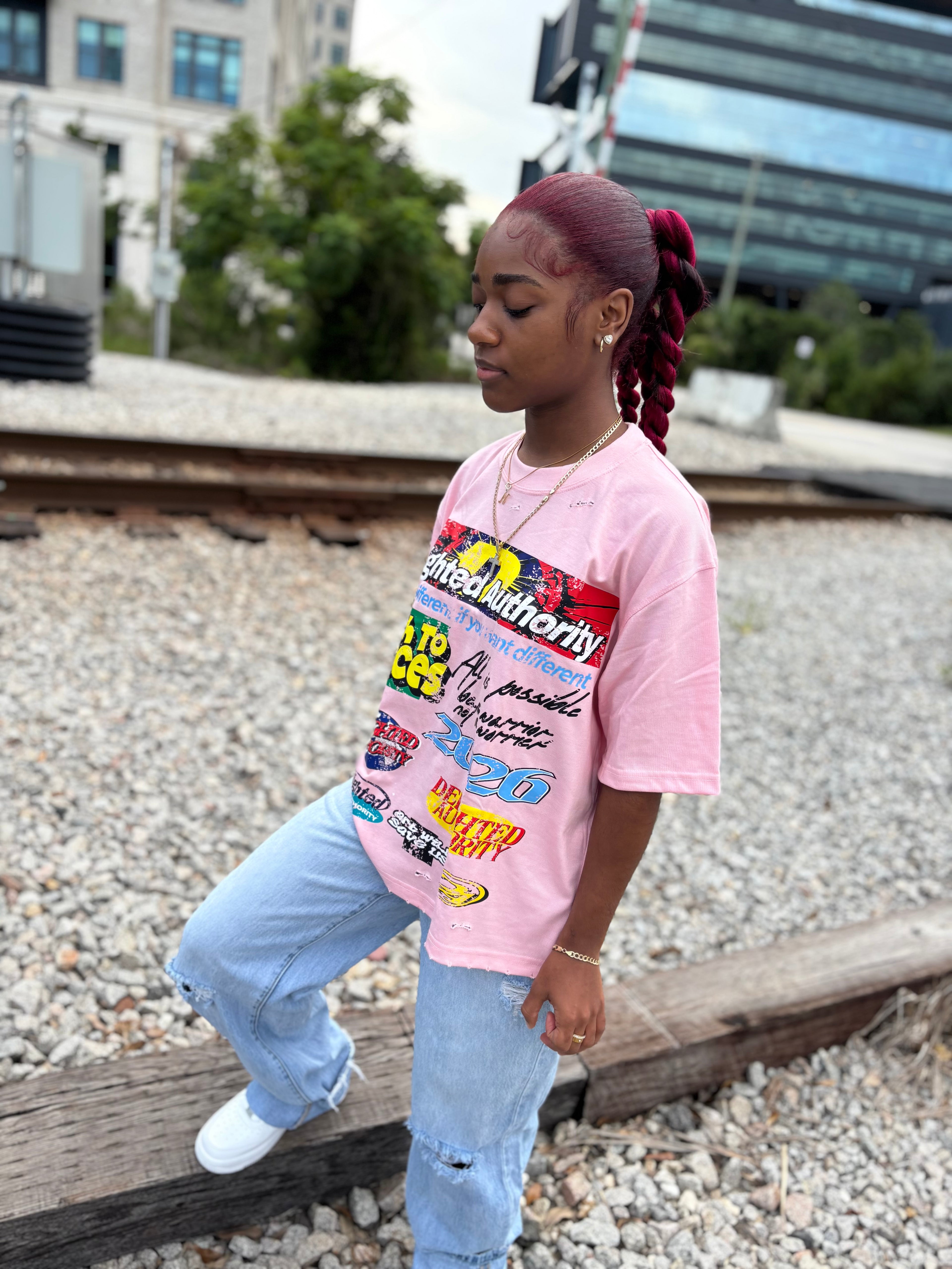 Delighted Authority Pink Graphic Tee