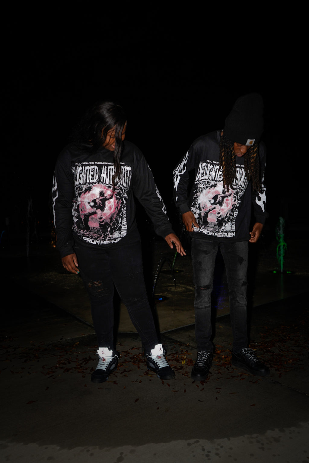 Delighted Authority Long Sleeve T shirts PINK AND BLACK