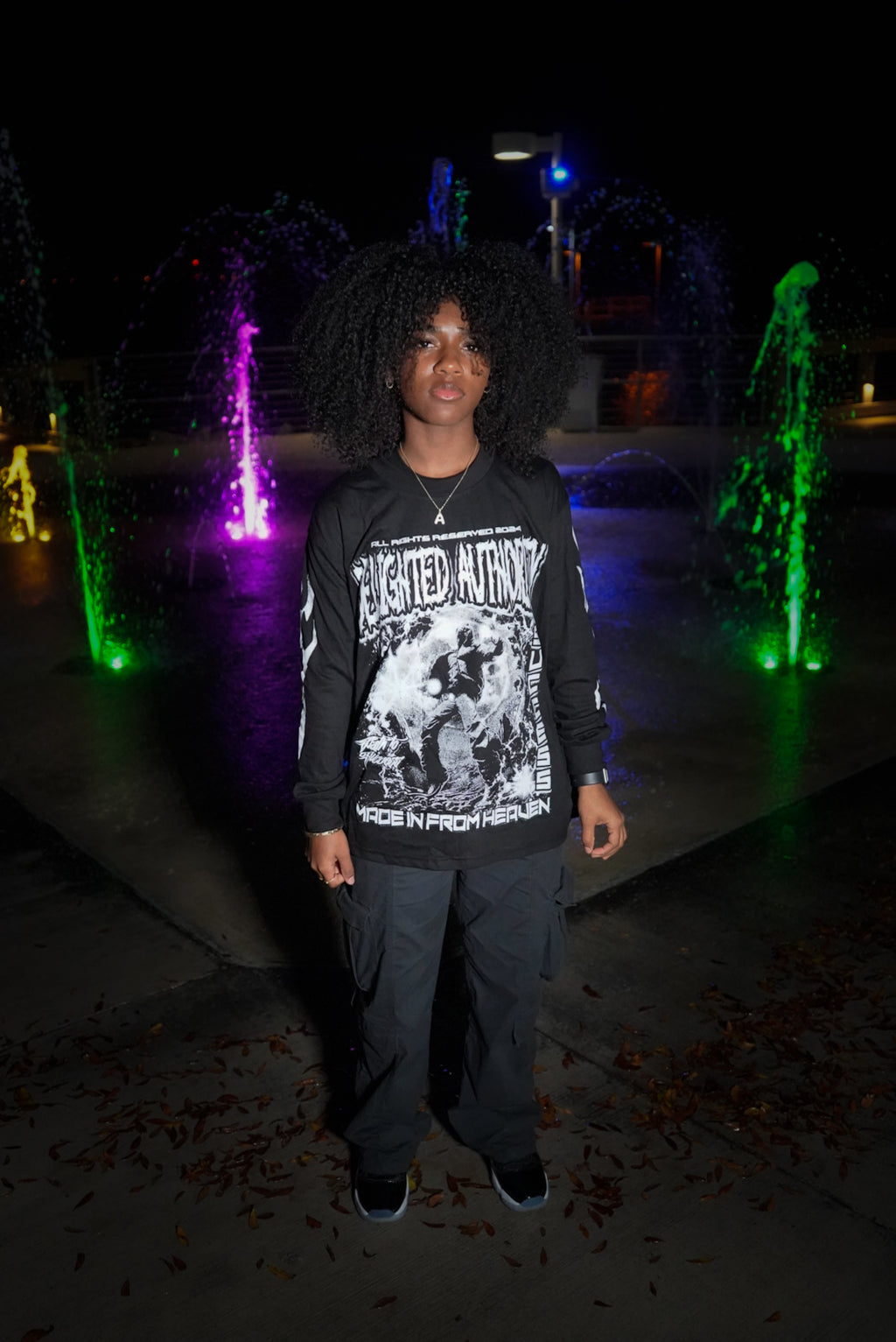 Delighted Authority Long Sleeve T-shirt BLACK AND WHITE